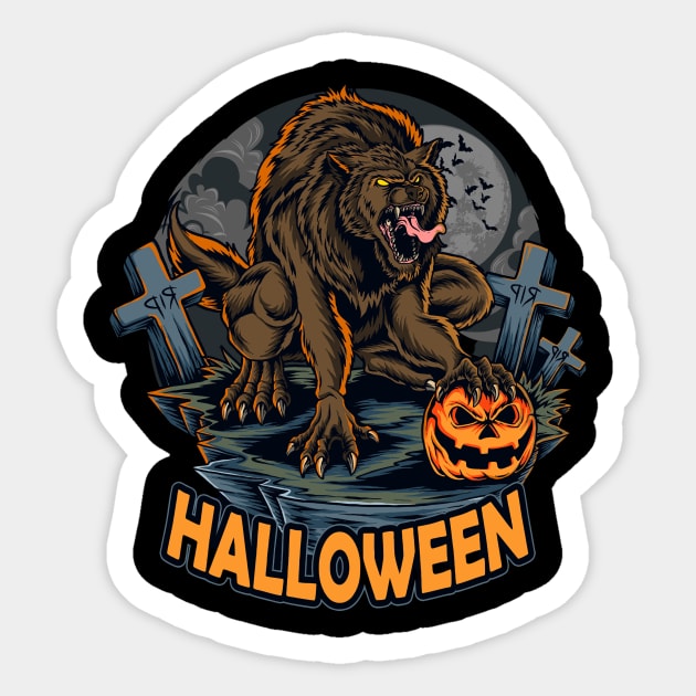 halloween were wolf Sticker by drydenshops